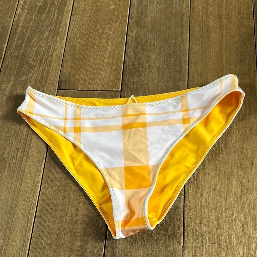 NWT cupshe yellow plaid bikini bottom size medium